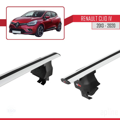 Compatible with Renault Clio 4 2013-2020 ACE-4 Car Roof Rack Cross Bar Grey Aluminium 2 Bars