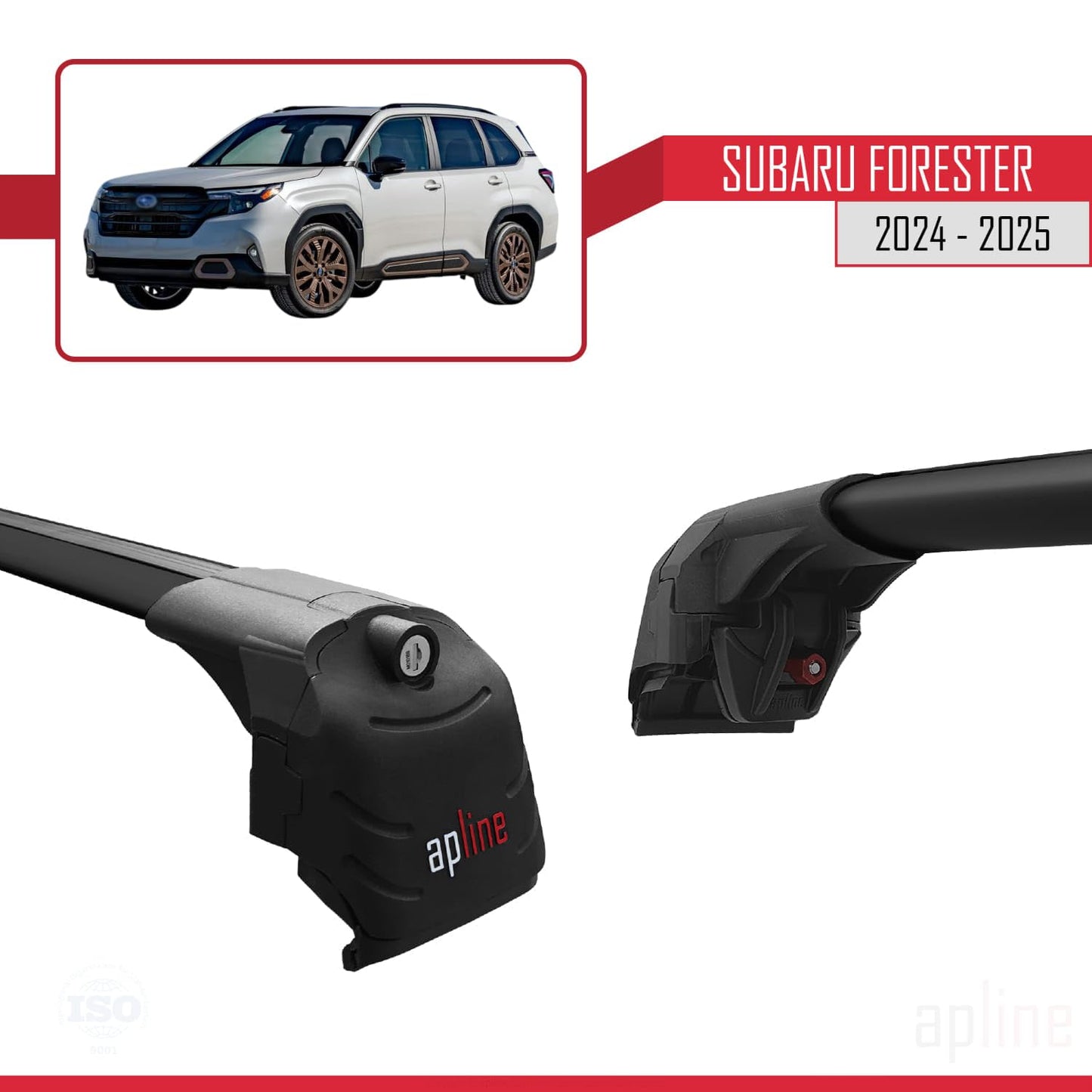 Compatible with Subaru Forester 2024-2025 ACE-2 Car Roof Rack Cross Bar Black Aluminium 2 Bars