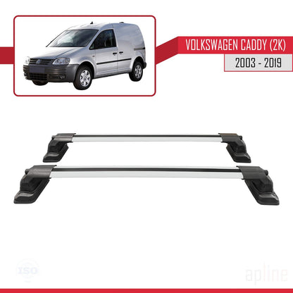 Compatible with Volkswagen Caddy (2K) 2003-2019 ACE-3 Car Roof Rack Cross Bar Grey Aluminium 2 Bars