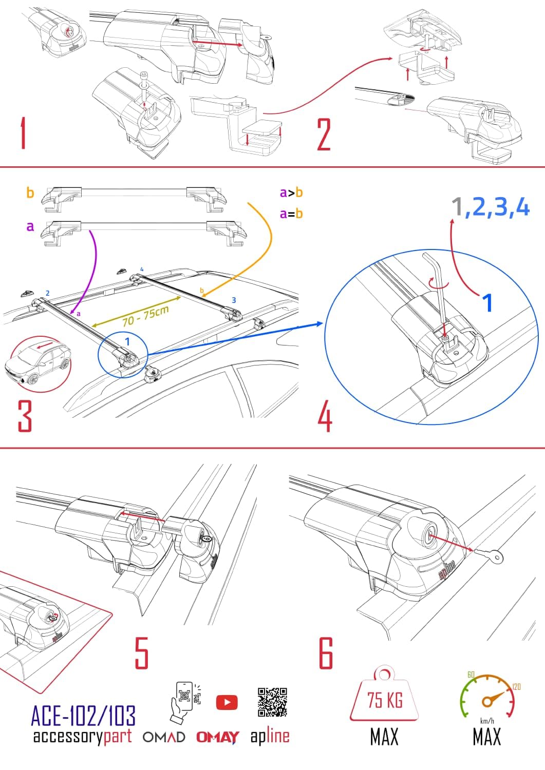 Compatible with Dacia Duster 2 (HM) 2018-2024 ACE-1 Car Roof Rack Cross Bar Black Aluminium 2 Bars