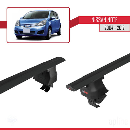 Compatible with Nissan Note (E11) 2004-2012 ACE-4 Car Roof Rack Cross Bar Black Aluminium 2 Bars