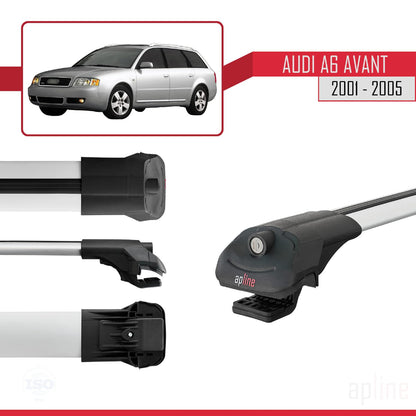Compatible with Audi A6 Avant 2001-2005 ACE-1 Car Roof Rack Cross Bar Grey Aluminium 3 Bars
