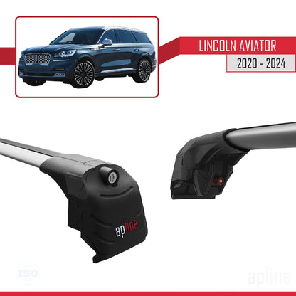 Compatible with Lincoln Aviator 2020-2024 ACE-2 Car Roof Rack Cross Bar Grey Aluminium 2 Bars