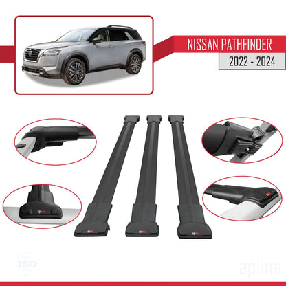 Compatible with Acura TSX Sport Wagon 2011-2014 Fly Model Car Roof Rack Cross Bar Black Aluminium 3 Bars
