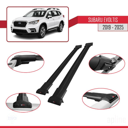 Compatible with Subaru Evoltis 2019-2025 Fly Model Car Roof Rack Cross Bar Black Aluminium 2 Bars