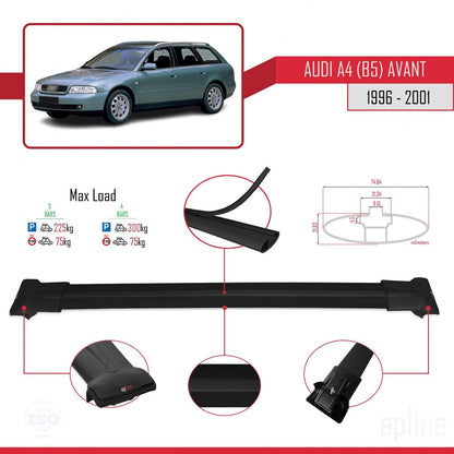 Compatible with Audi A4 (B5) Avant 1996-2001 Fly Model Car Roof Rack Cross Bar Black Aluminium 3 Bars