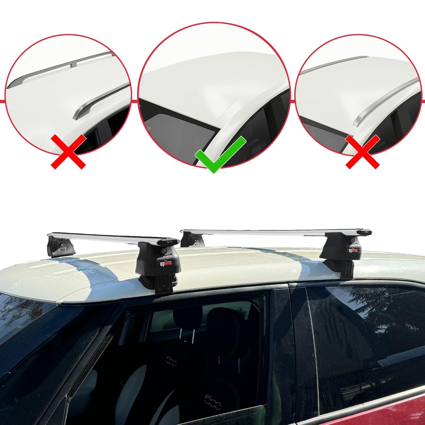Compatible with Fiat 500 L 2012-2017 ACE-4 Car Roof Rack Cross Bar Grey Aluminium 2 Bars