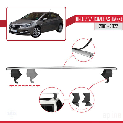 Compatible with Opel/Vauxhall Astra K 2016-2022 ACE-4 Car Roof Rack Cross Bar Grey Aluminium 2 Bars