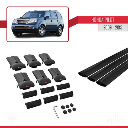 Compatible with Honda Pilot 2 2009-2015 Fly Model Car Roof Rack Cross Bar Black Aluminium 3 Bars