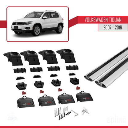 Compatible with Volkswagen Tiguan (5N) 2007-2016 ACE-2 Car Roof Rack Cross Bar Grey Aluminium 2 Bars