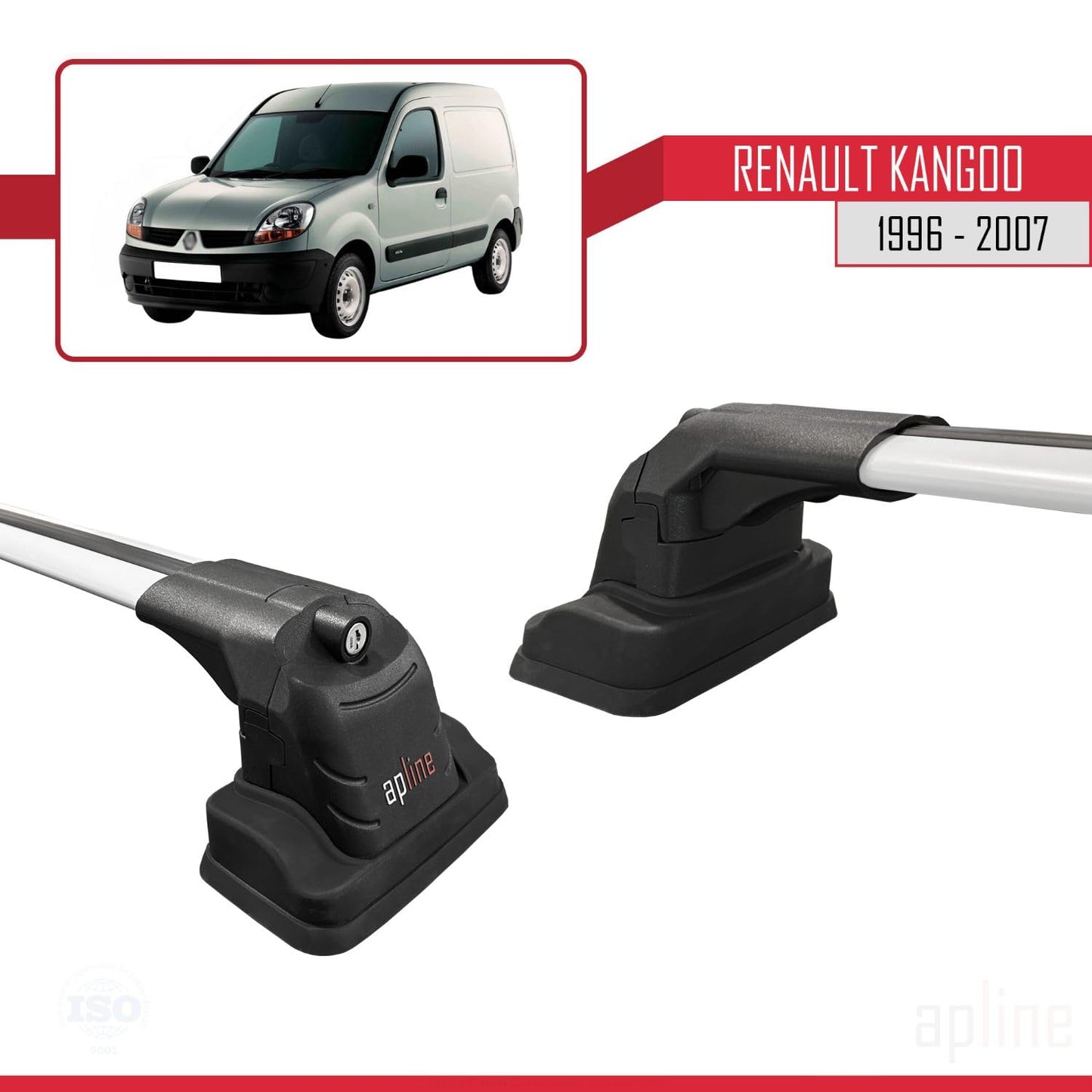 Compatible with Renault Kangoo 1996-2007 ACE-3 Car Roof Rack Cross Bar Grey Aluminium 2 Bars