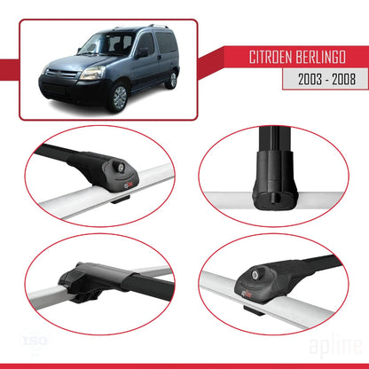 Compatible with Citroen Berlingo (M59) 2003-2008 ACE-1 Car Roof Rack Cross Bar Black Aluminium 3 Bars