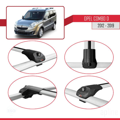 Compatible with Opel Combo D 2012-2018 ACE-1 Car Roof Rack Cross Bar Grey Aluminium 4 Bars