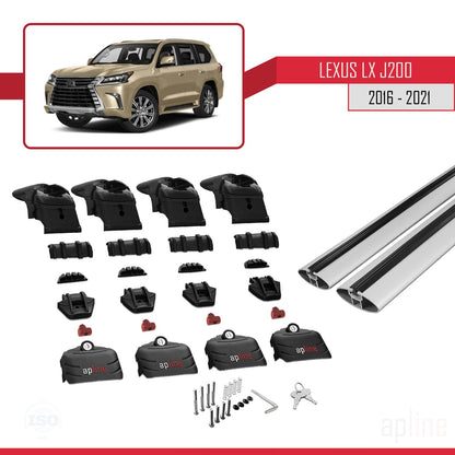 Compatible with Lexus LX 3 (J200) 2016-2021 ACE-2 Car Roof Rack Cross Bar Grey Aluminium 2 Bars