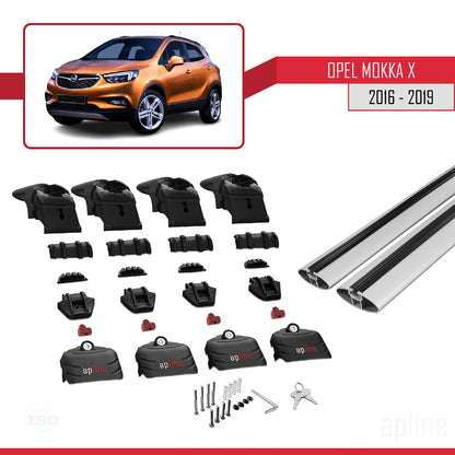 Compatible with Opel Mokka X (J13) 2016-2019 ACE-2 Car Roof Rack Cross Bar Grey Aluminium 2 Bars