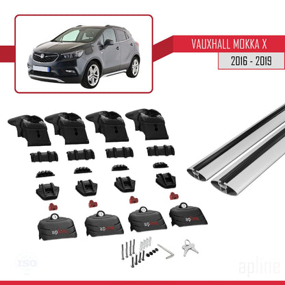 Compatible with Vauxhall Mokka X (J13) 2016-2019 ACE-2 Car Roof Rack Cross Bar Grey Aluminium 2 Bars