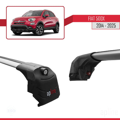 Compatible with Fiat 500X 2014-2025 ACE-2 Car Roof Rack Cross Bar Grey Aluminium 2 Bars
