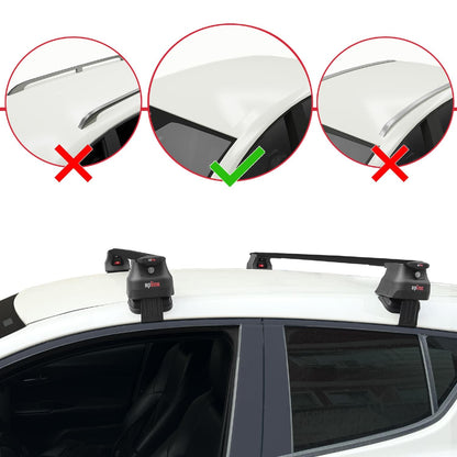 Compatible with Toyota C-HR 2016-2022 ACE-4 Car Roof Rack Cross Bar Black Aluminium 2 Bars
