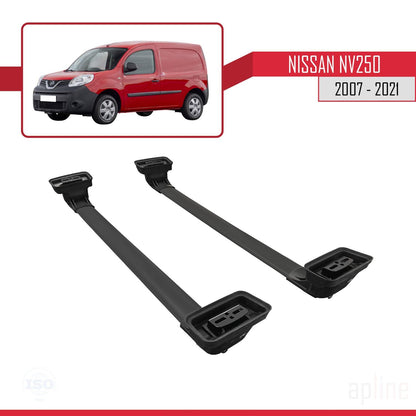Compatible with Nissan NV250 2007-2021 ACE-3 Car Roof Rack Cross Bar Black Aluminium 2 Bars