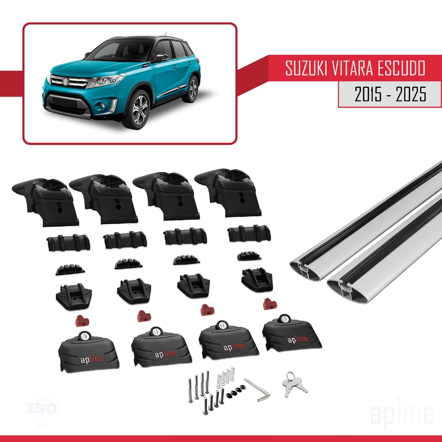 Compatible with Suzuki Vitara/Escudo (LY) 2015-2025 ACE-2 Car Roof Rack Cross Bar Grey Aluminium 2 Bars
