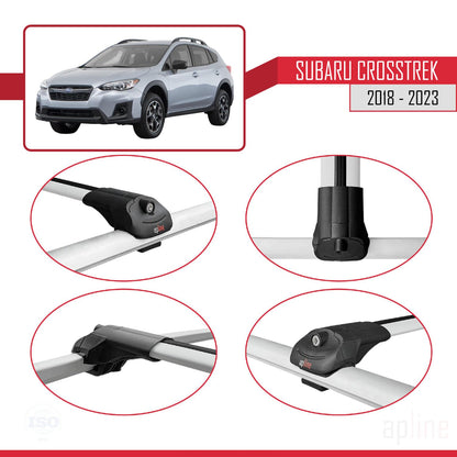 Compatible with Subaru Crosstrek 2018-2023 ACE-1 Car Roof Rack Cross Bar Grey Aluminium 2 Bars