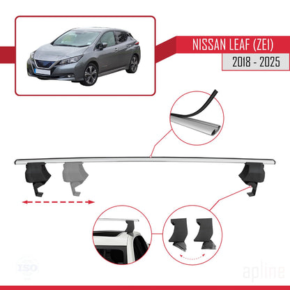 Compatible with Nissan Leaf 2 (ZE1) 2018-2025 ACE-4 Car Roof Rack Cross Bar Grey Aluminium 2 Bars