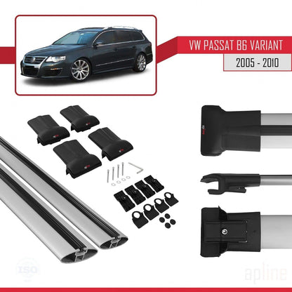 Compatible with Volkswagen Passat B6 (3C) Variant 2005-2010 Fly Model Car Roof Rack Cross Bar Grey Aluminium 2 Bars