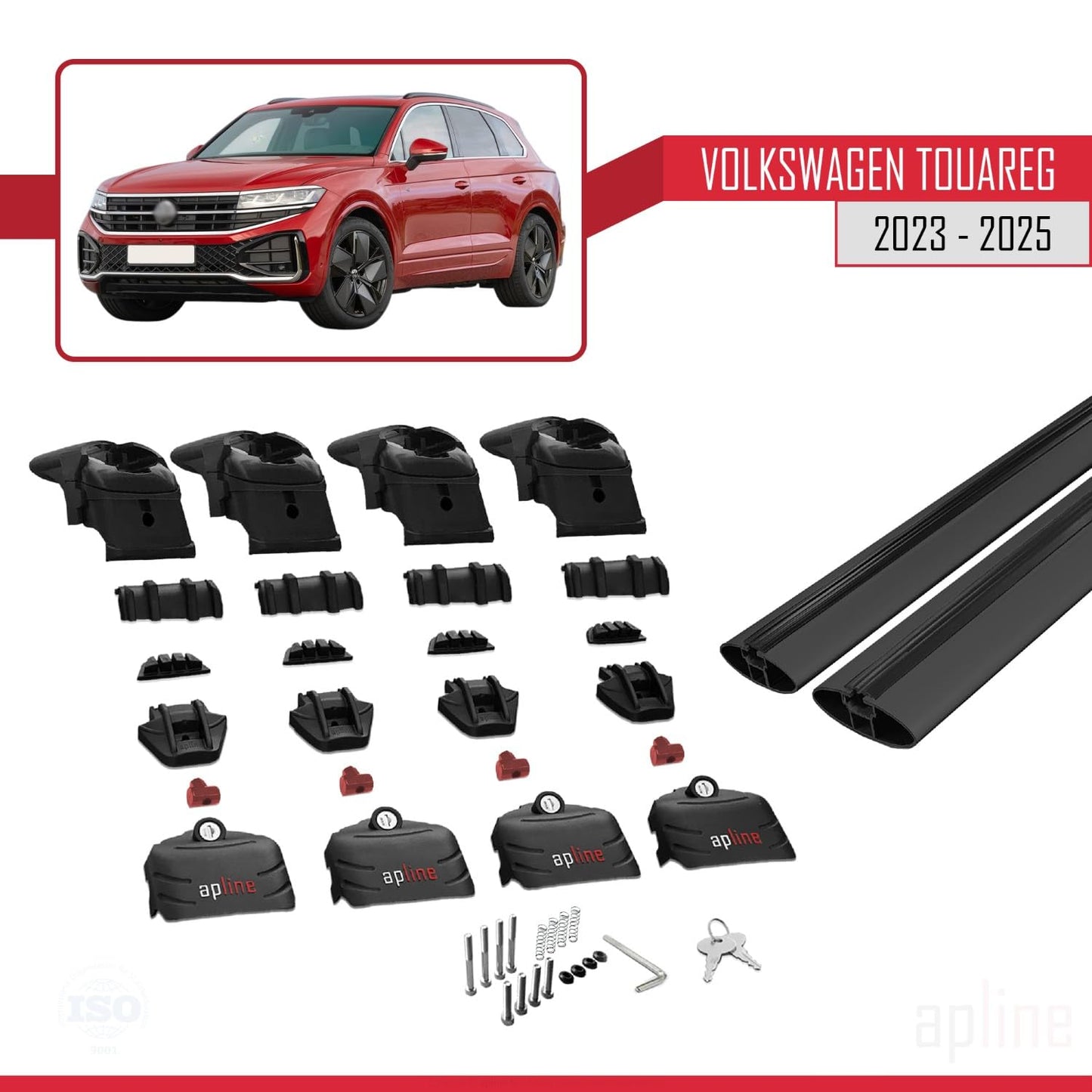 Compatible with VW Touareg 2023-2025 ACE-2 Car Roof Rack Cross Bar Black Aluminium 2 Bars
