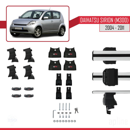 Compatible with Daihatsu Sirion (M300) 2004-2011 ACE-4 Car Roof Rack Cross Bar Grey Aluminium 2 Bars