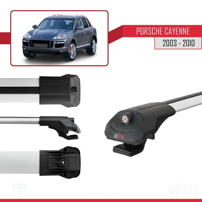 Compatible with Porsche Cayenne (9PA) 2003-2010 ACE-1 Car Roof Rack Cross Bar Grey Aluminium 3 Bars