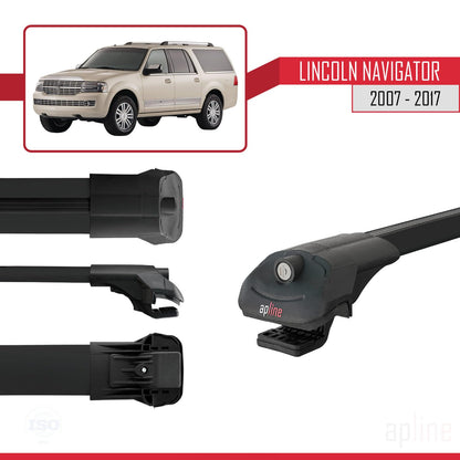 Compatible with Lincoln Navigator 2007-2017 ACE-1 Car Roof Rack Cross Bar Black Aluminium 3 Bars