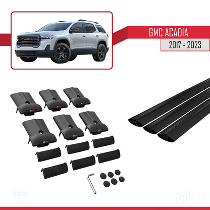 Compatible with GMC Acadia 2017-2023 Fly Model Car Roof Rack Cross Bar Black Aluminium 3 Bars