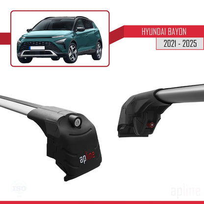 Compatible with Hyundai Bayon (BC3) 2021-2025 ACE-2 Car Roof Rack Cross Bar Grey Aluminium 2 Bars