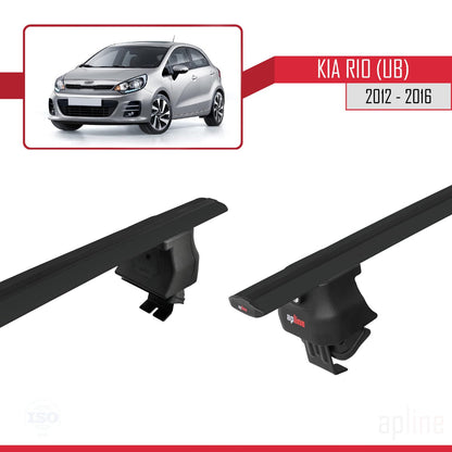 Compatible with Kia Rio 3 (UB) HB 2012-2016 ACE-4 Car Roof Rack Cross Bar Black Aluminium 2 Bars