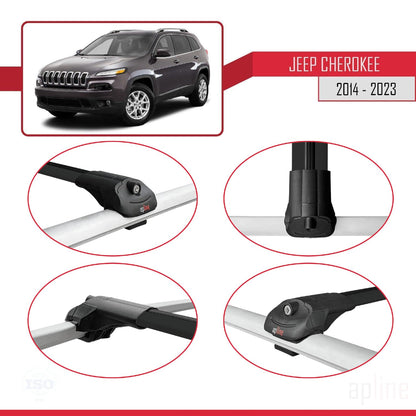 Compatible with Jeep Cherokee 5 (KL) 2014-2023 ACE-1 Car Roof Rack Cross Bar Black Aluminium 3 Bars
