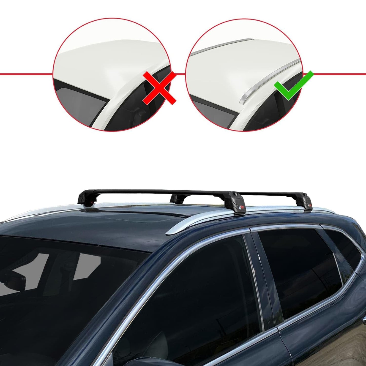 Compatible with MG HS (AS23) 2018-2024 ACE-2 Car Roof Rack Cross Bar Black Aluminium 2 Bars