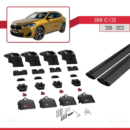 Compatible with BMW X2 (F39) 2018-2023 ACE-2 Car Roof Rack Cross Bar Black Aluminium 2 Bars