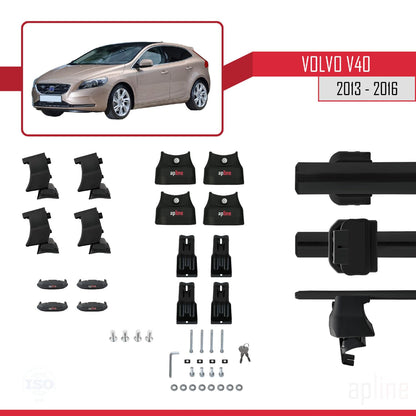 Compatible with Volvo V40 Pre-Facelift 2013-2016 ACE-4 Car Roof Rack Cross Bar Black Aluminium 2 Bars
