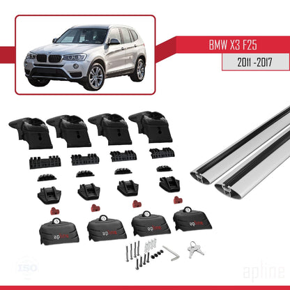 Compatible with BMW X3 (F25) 2011-2017 ACE-2 Car Roof Rack Cross Bar Grey Aluminium 2 Bars