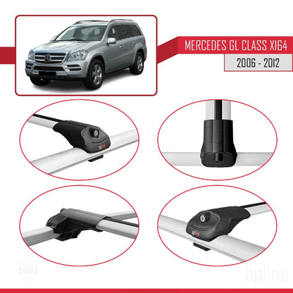 Compatible with Mercedes GL Class (X164) 2006-2012 ACE-1 Car Roof Rack Cross Bar Grey Aluminium 3 Bars