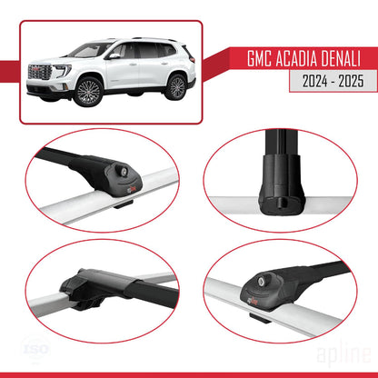 Compatible with GMC Acadia Denali 2024-2025 ACE-1 Car Roof Rack Cross Bar Black Aluminium 3 Bars