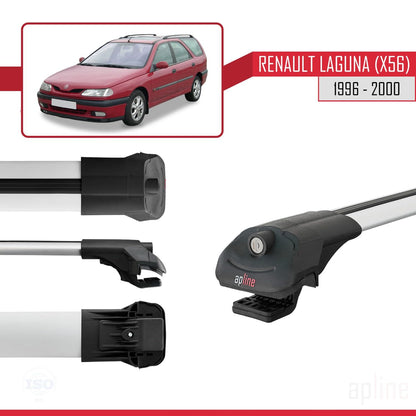 Compatible with Renault Laguna (X56) 1996-200 ACE-1 Car Roof Rack Cross Bar Grey Aluminium 3 Bars