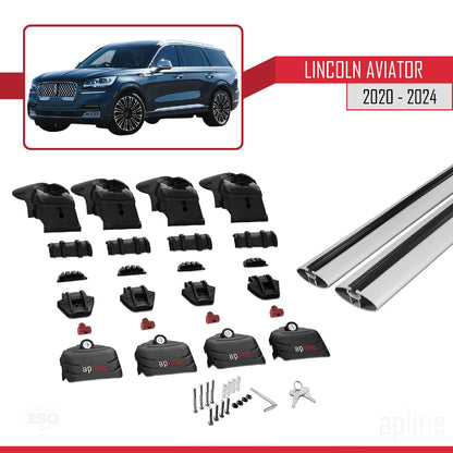 Compatible with Lincoln Aviator 2020-2024 ACE-2 Car Roof Rack Cross Bar Grey Aluminium 2 Bars