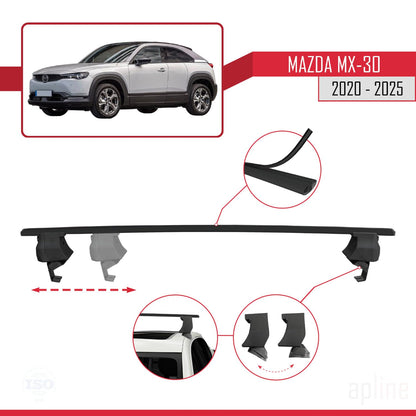 Compatible with Mazda MX-30 (DR) 2020-2025 ACE-4 Car Roof Rack Cross Bar Black Aluminium 2 Bars