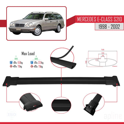 Compatible with Mercedes E Class S210 Wagon 1998-2002 Fly Model Car Roof Rack Cross Bar Black Aluminium 2 Bars