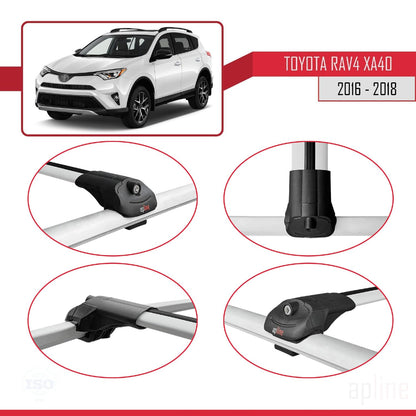 Compatible with Toyota RAV4 IV (XA40) Post-Facelift 2016-2018 ACE-1 Car Roof Rack Cross Bar Grey Aluminium 2 Bars