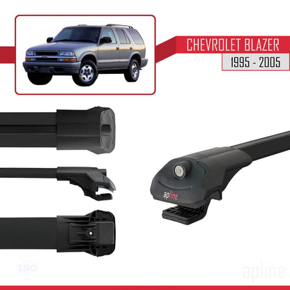 Compatible with Chevrolet Blazer 1995-2005 ACE-1 Car Roof Rack Cross Bar Black Aluminium 2 Bars