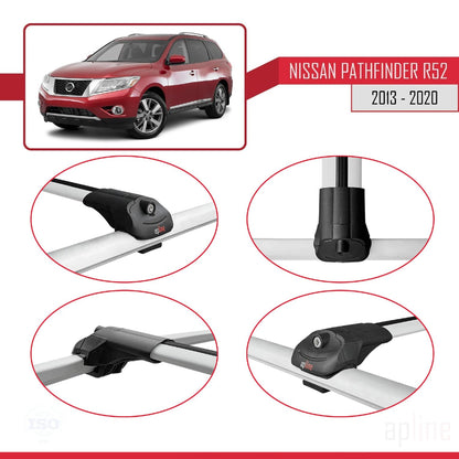 Compatible with Nissan Pathfinder 4 (R52) 2013-2020 ACE-1 Car Roof Rack Cross Bar Grey Aluminium 3 Bars