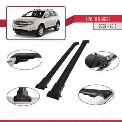 Compatible with Lincoln MKX (U388) 2007-2015 Fly Model Car Roof Rack Cross Bar Black Aluminium 2 Bars