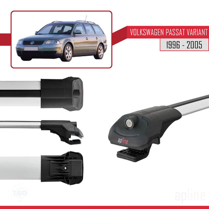 Compatible with VW Passat B5 Variant 1996-2005 ACE-1 Car Roof Rack Cross Bar Grey Aluminium 2 Bars
